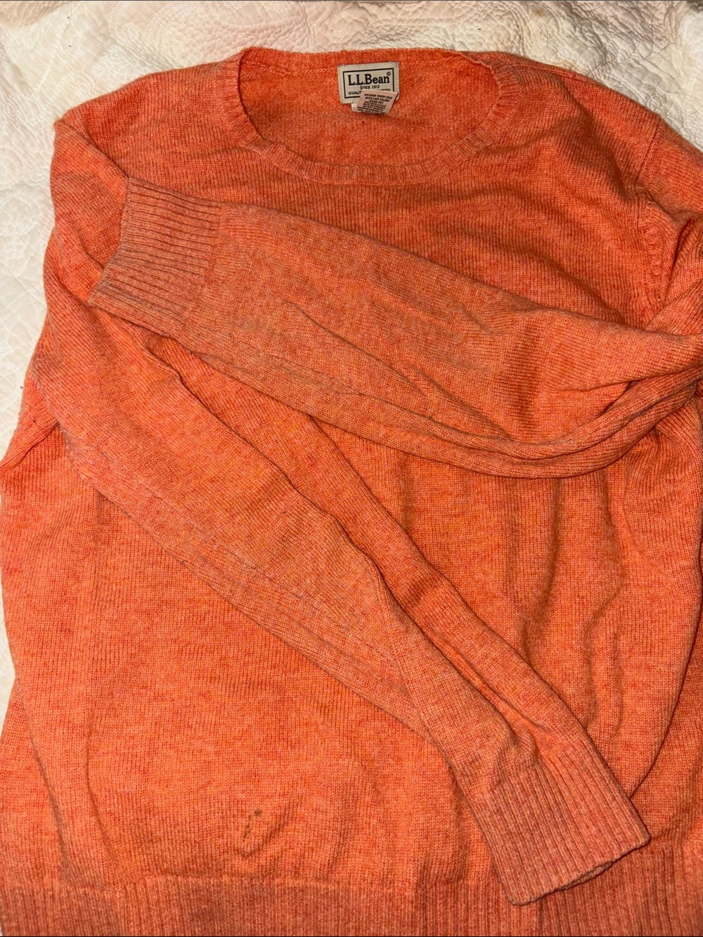 L.L. Bean Women's Coral-Orange Crewneck Sweater